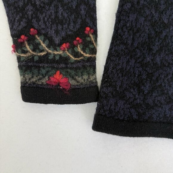 Talbots Lambswool Silk Dark Floral Embroidered Cardigan Sweater Large Hong Kong - Picture 6 of 11